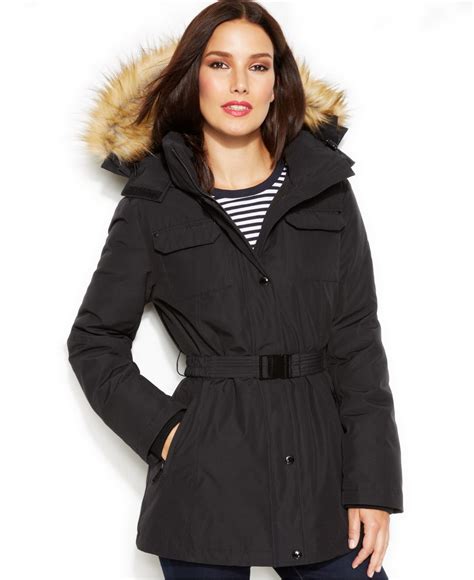 michael kors black fuzzy jacket|Michael Kors black puffer jacket.